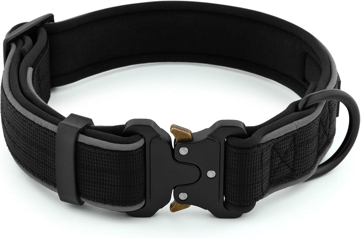 Plutus Pet Tactical Dog Collar, Reflective, Adjustable Heavy Duty Dog Collar, Soft Padded and