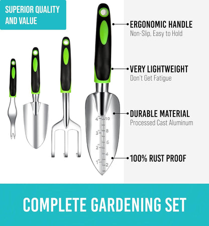 Heavy Duty Garden Tools 22 Pieces Floral Set - Rust Proof, Non-Slip, Durable Gardening Supplies