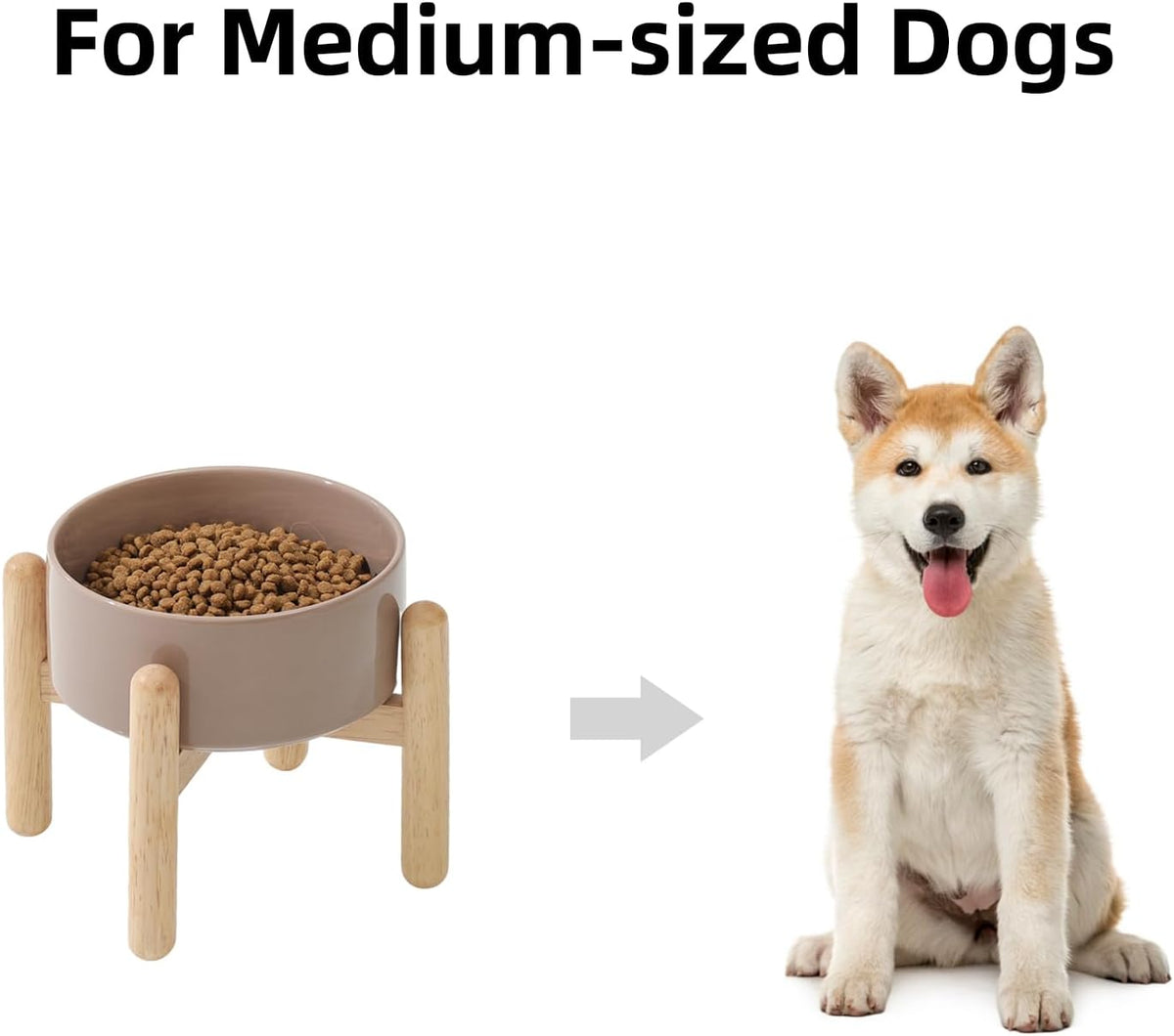 Ceramic 6.1inch Raised Dog Bowl with Stand for Small and Medium Dog Dish Pet Food and Water Bowl