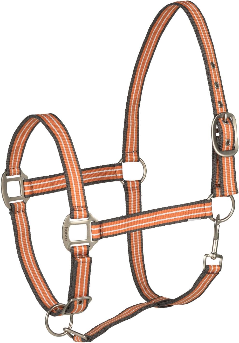HORZE Adepto Adjustable Horse Halter | Soft, Durable Polyester - Coral Gold - Cob