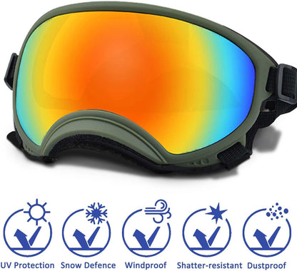 Medium Dog Sunglasses with Adjustable Strap UV Protection, Winproof Dog Puppy Sunglasses, Suitable