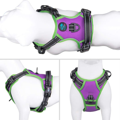 PHOEPET 2019 Reflective Dog Harness Large Breed Adjustable No Pull Vest with with Handle 2 Metal