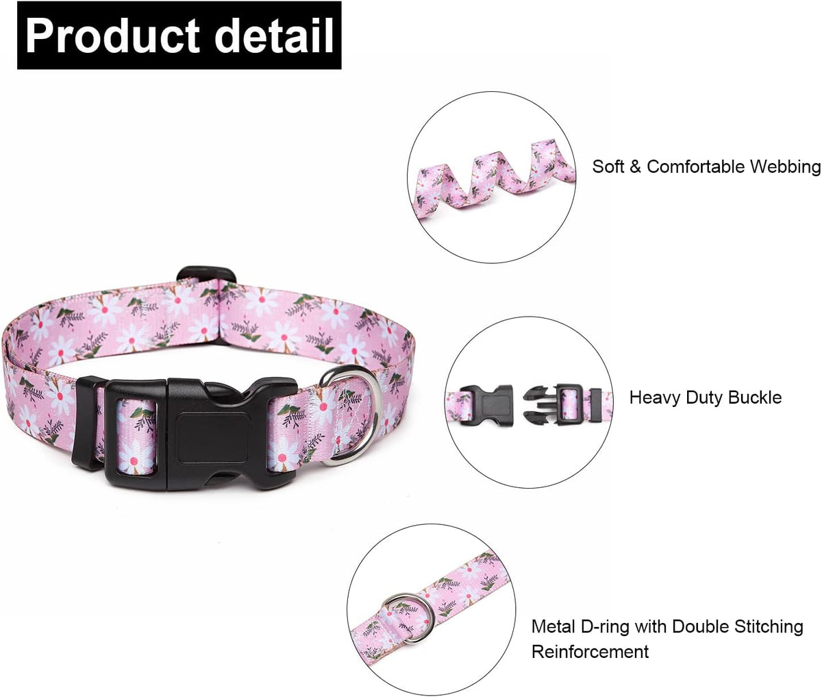 Mercano Adjustable Dog Collar - Special Design Patterns, Soft Nylon Comfortable Durable Pet Collar