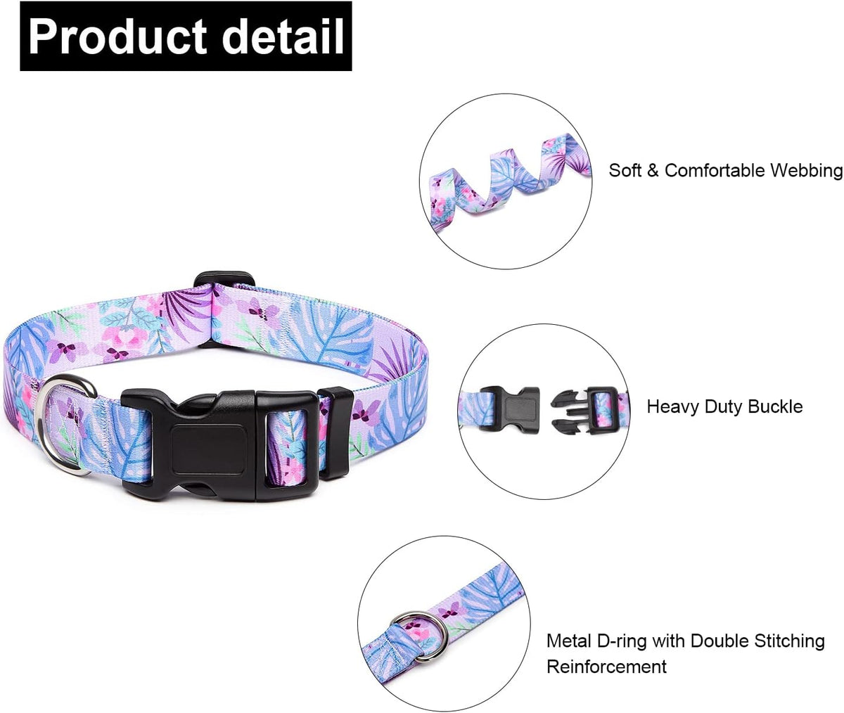 Mercano Adjustable Dog Collar - Special Design Patterns, Soft Nylon Comfortable Durable Pet Collar