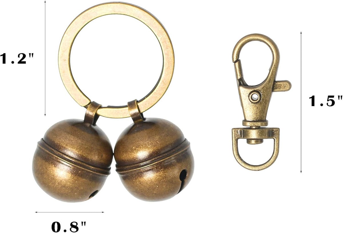 Copper Bells for Dog Collars with Snap Clips - Made of Pure Copper for Dogs/Cat - Clear Sound & No