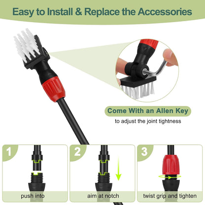 hygger Multi-Use Fish Tank Cleaner, 6 in 1 Aquarium Cleaning Tools Kit with 17.7 Inches Long Handle