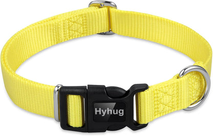 Hyhug Small Dog Collar Quick-Release Yellow| Heavy-Duty Nylon Puppy Collar, Adjustable & Durable