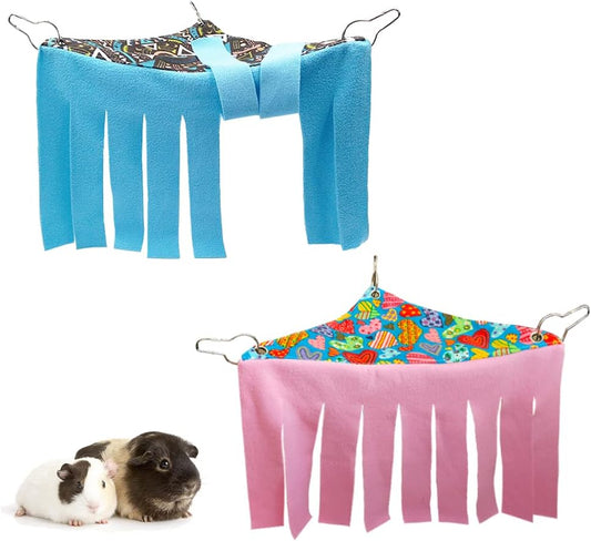 RIOUSSI Guinea Pig Hideout Hideaway Corner Fleece Toys Cage Accessories with Reversible Sides
