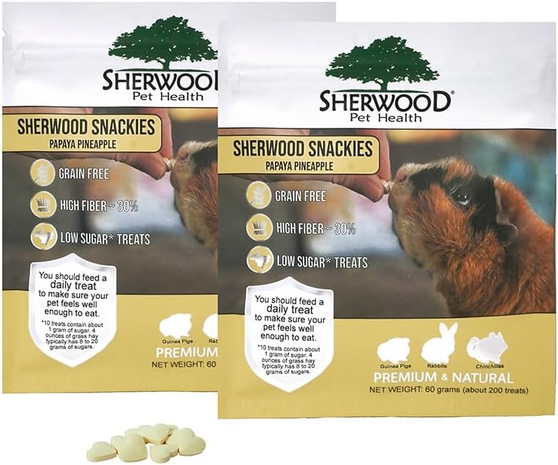 Sherwood Pet Health Snackies for Chinchillas, Rabbits & Guinea Pigs, Grain-Free, Real Fruit, Low