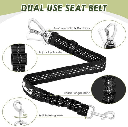 SlowTon Dog Seat Belt Harness for Car, Dog Car Harness Adjustable Mesh Breathable & Dog Seatbelt
