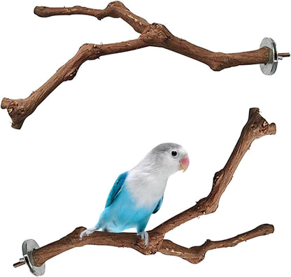 PINVNBY 2Pcs Wood Perches for Bird Cage,Natural Parrot Stand Branch Parakeet Paw Grinding Sticks