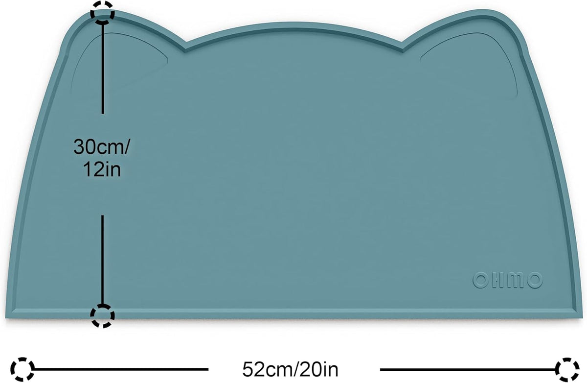 OHMO - Cat Food Mat, Silicone Pet Feeding Mat for Floor Non-Skid Waterproof Dog Water Bowl Tray