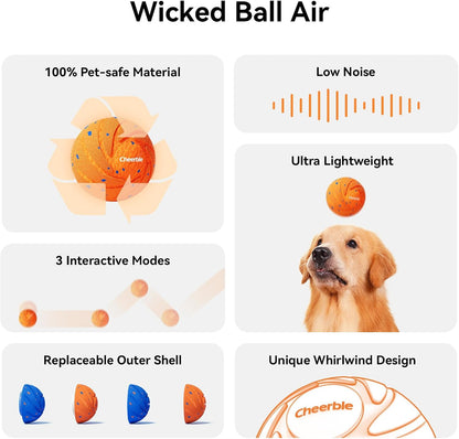 Cheerble Smart Interactive Dog Toy, Wicked Ball AIR, Automatic Moving, Bouncing, Rotating, IPX7