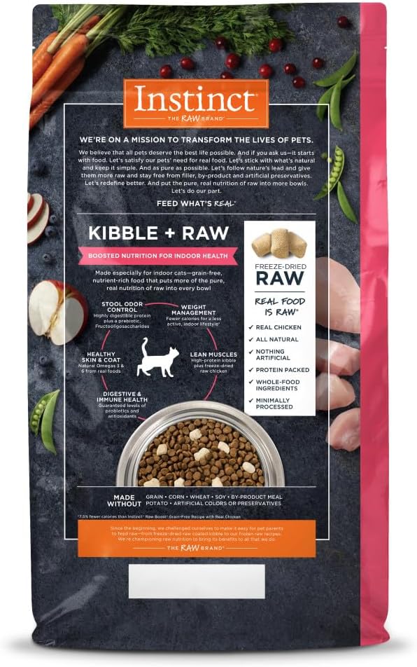 Instinct Raw Boost Indoor Health, Natural Dry Cat Food with Freeze Dried Pieces, Grain Free Recipe