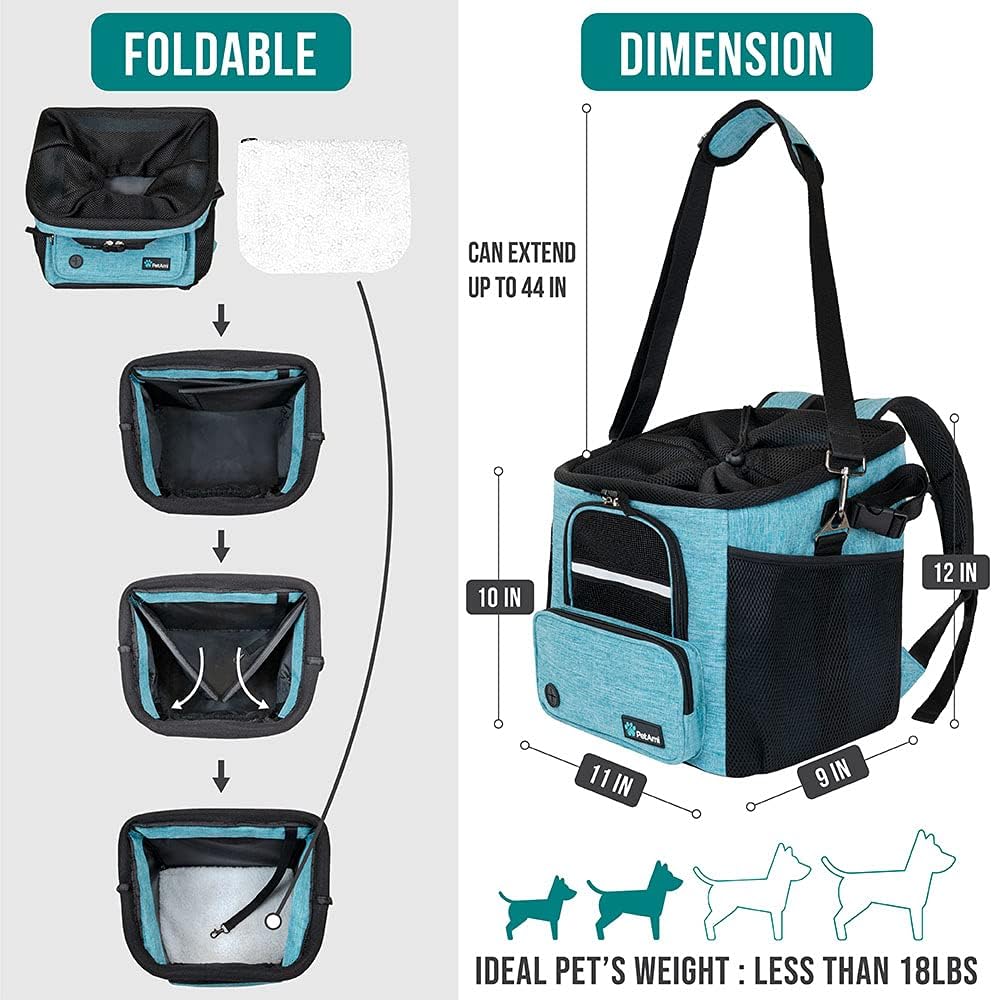 PetAmi Dog Bike Basket, Soft-Sided Ventilated Dog Bike Carrier Backpack, Pet Bicycle Basket for