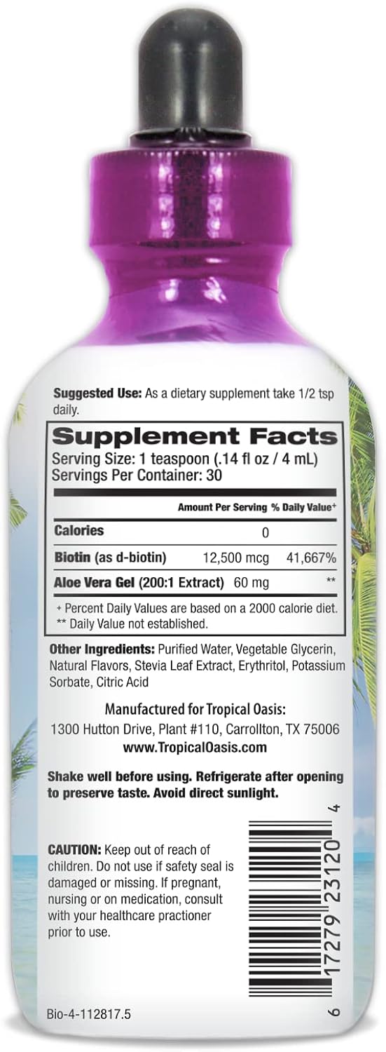 Maximum Strength Liquid Biotin Drops w/ 12,500 MCG – Best Vitamins for Fast Hair Growth, Reduced