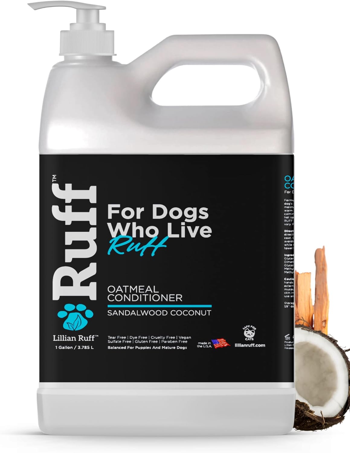 Ruff by Lillian Ruff Sandalwood Coconut Oatmeal Conditioner for Dogs – Moisturize & Soothe Dry