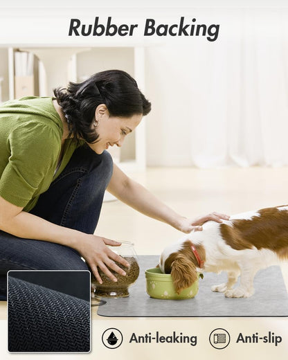MontVoo-Absorbent Pet Feeding Mat-No Stains Pet Mat for Food and Water Bowl-Quick Dry Cat & Dog