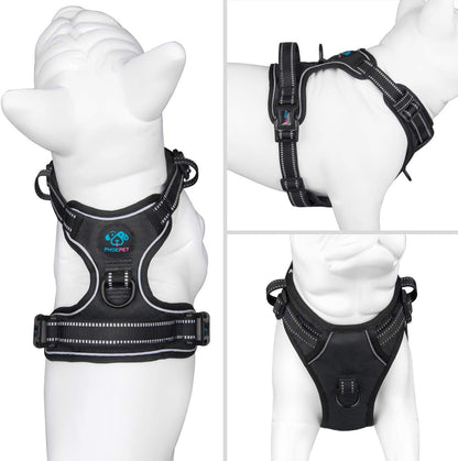PHOEPET No Pull Dog Harness Medium Reflective Front Clip Puppy Vest with Handle,Adjustable 2 Metal