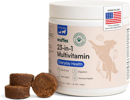 Wuffes 23-in-1 Dog Multivitamin Supplement for Hip & Joint, Skin & Coat and Immune System Support
