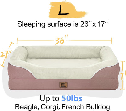Orthopedic Foam Large Dog Bed XLarge Dog Beds with Removable Washable Cover Pet Bed with Bolster