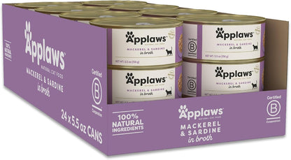 Applaws Natural Wet Cat Food in Broth, Limited Ingredient Canned Wet Cat Food, No Additives, Made