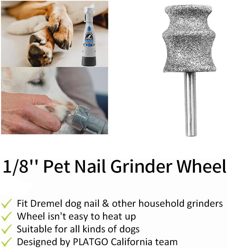 Diamond Dog Nail Grinder for Dremel, Diamond Nail Drill Bits for Dogs&Pets Nail Care, 1/8'' Nail