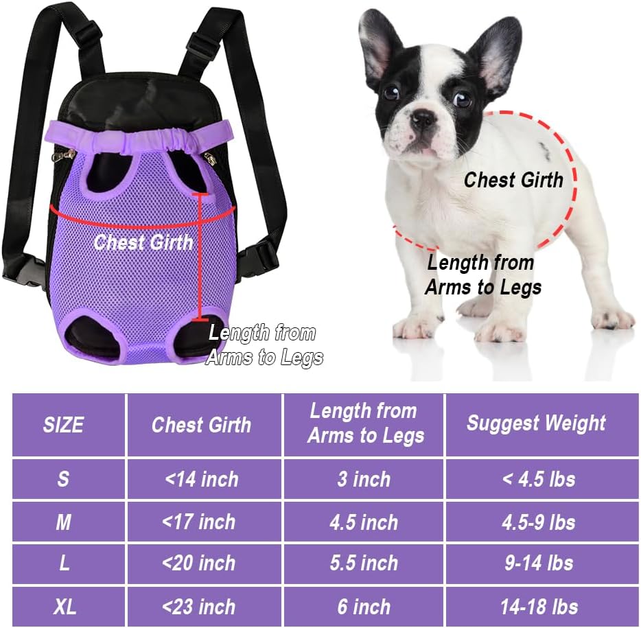 FEimaX Dog Carrier Backpack Pet Legs Out Front Cat Travel Bag, Adjustable Puppy Backpacks Carriers