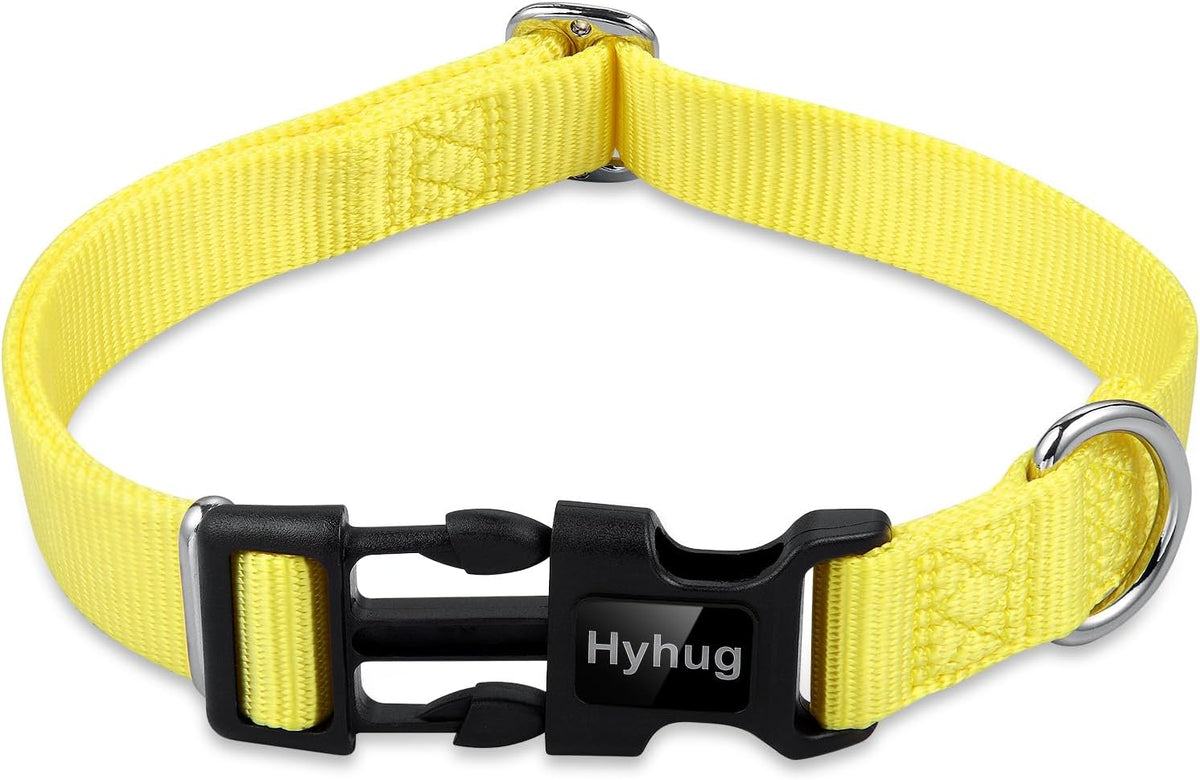 Hyhug Small Dog Collar Quick-Release Yellow| Heavy-Duty Nylon Puppy Collar, Adjustable & Durable