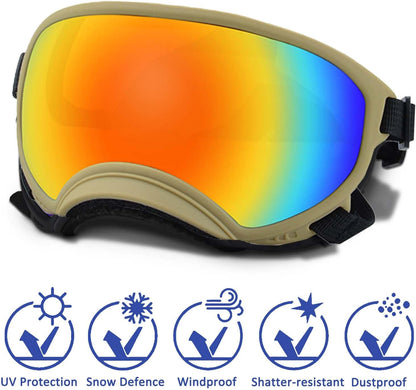 Medium Dog Sunglasses with Adjustable Strap UV Protection, Winproof Dog Puppy Sunglasses, Suitable