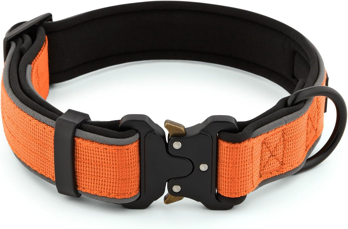 Plutus Pet Tactical Dog Collar, Reflective, Adjustable Heavy Duty Dog Collar, Soft Padded and