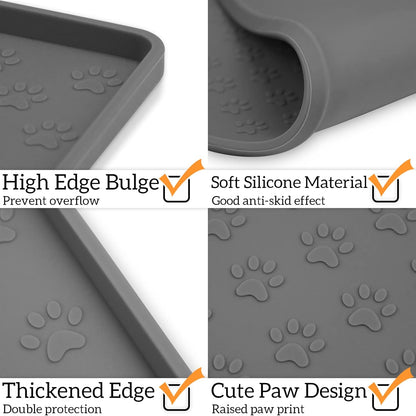 Ptlom Pet Placemat for Dog and Cat, Mat for Prevent Food and Water Overflow, Suitable for Small