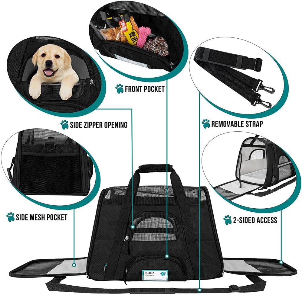 PetAmi Airline Approved Pet Carrier for Cat, Soft Sided Dog Carrier for Small Dogs, Cat Travel