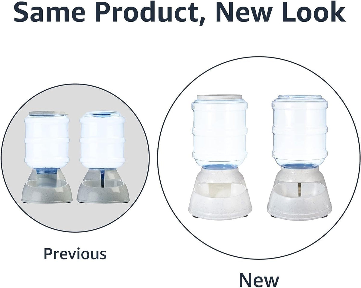 Amazon Basics Automatic Dog Cat Water Dispenser Gravity Feeder Set, Pack of 2, Small, 6-Pound Food
