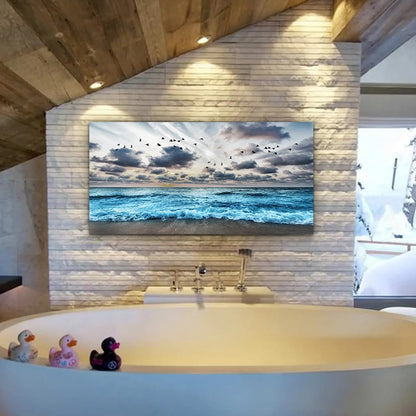 Lapremoly Black And White Beach Wall Painting Canvas Wall Art For Living Room Wall Decor For