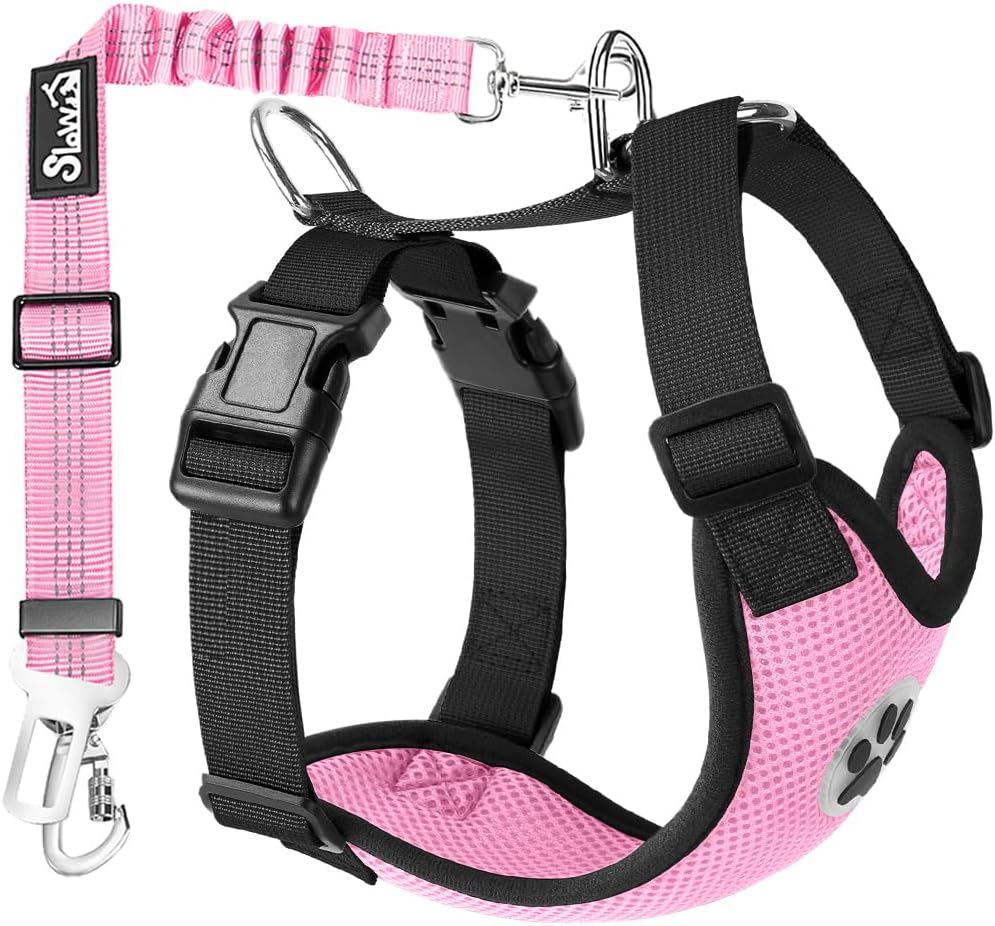 Lukovee Dog Seat Belt for Car, Adjustable Dog Car Harness for Large Medium Small Dogs, Soft Padded