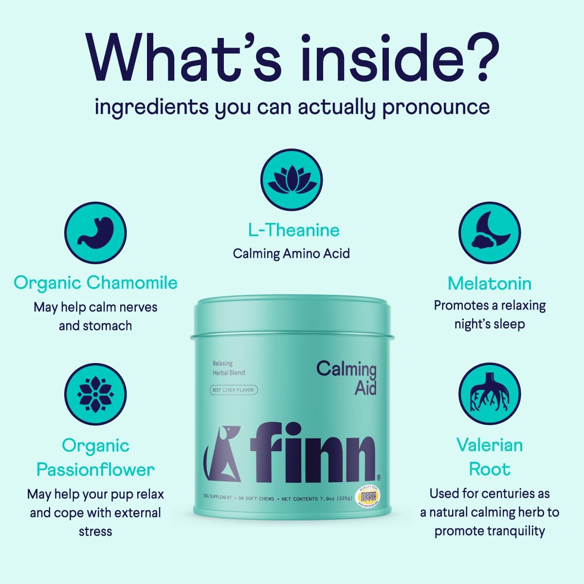 Finn Calming Aid for Dogs - Natural Calming Chews with Melatonin to Support Stress, Separation &