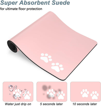Rnivvi Dog Food Mat, 16" x 24" Footprint Absorbent Dog Cat Bowl Mat for Food and Water, Cute