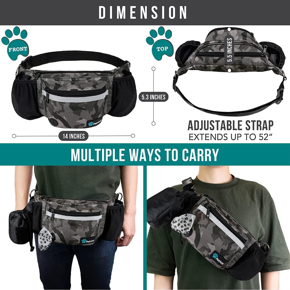 PetAmi Dog Fanny Pack, Treat Pouch for Dog Walking, Training, Built in Poop Bag Dispenser, Water