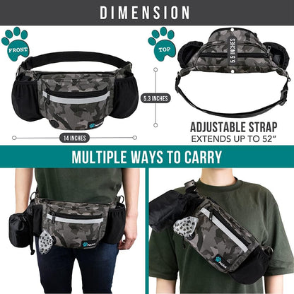 PetAmi Dog Fanny Pack, Treat Pouch for Dog Walking, Training, Built in Poop Bag Dispenser, Water