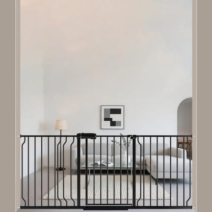 ALLAIBB Extra Wide Pressure Mounted Baby Gate Walk Through Child Kids Safety Toddler Tension Black