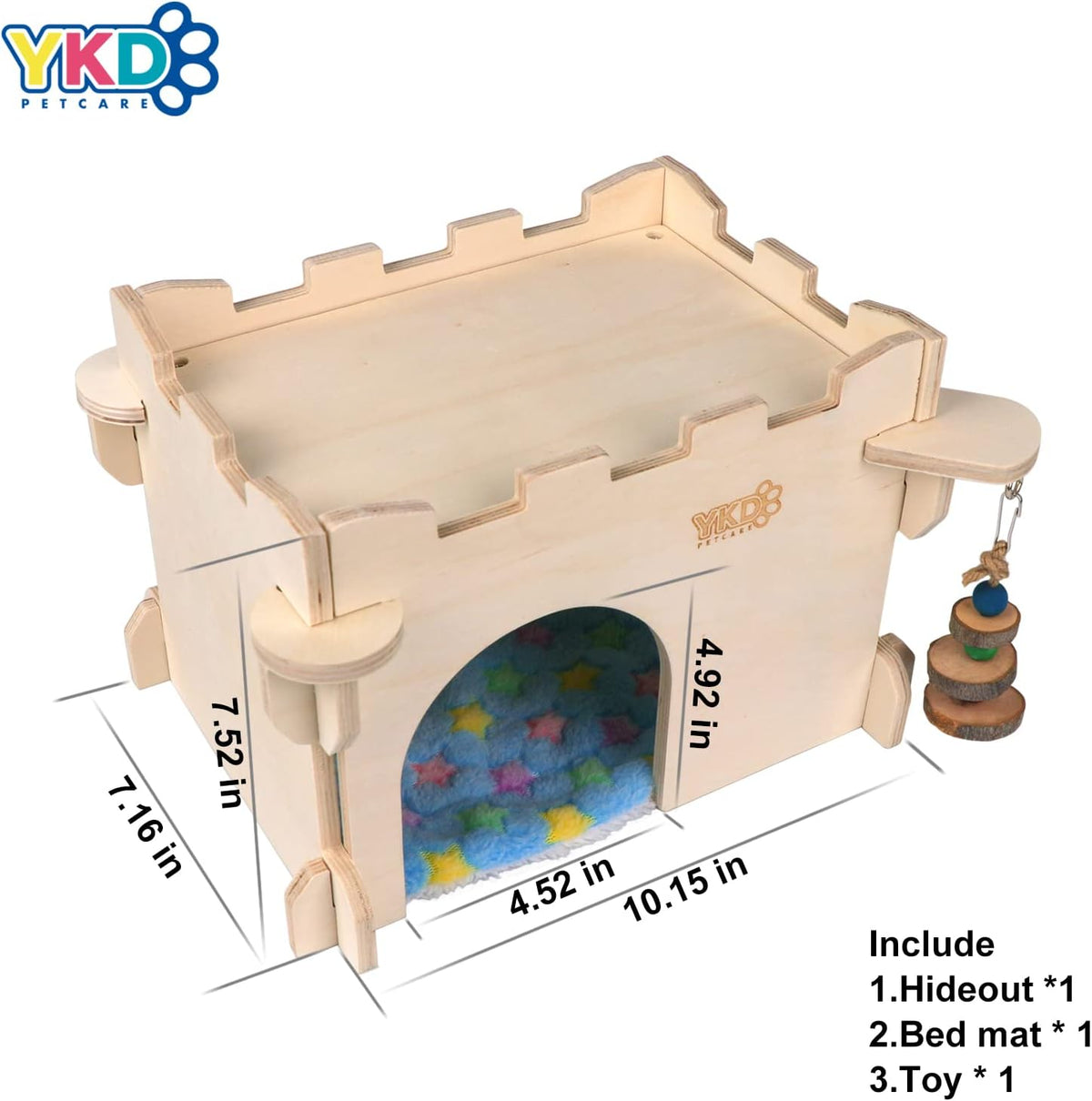 YKD Castle Chinchilla House - Small Animal Hideout for Chinchilla Guinea Pig Hedgehog, or Rat