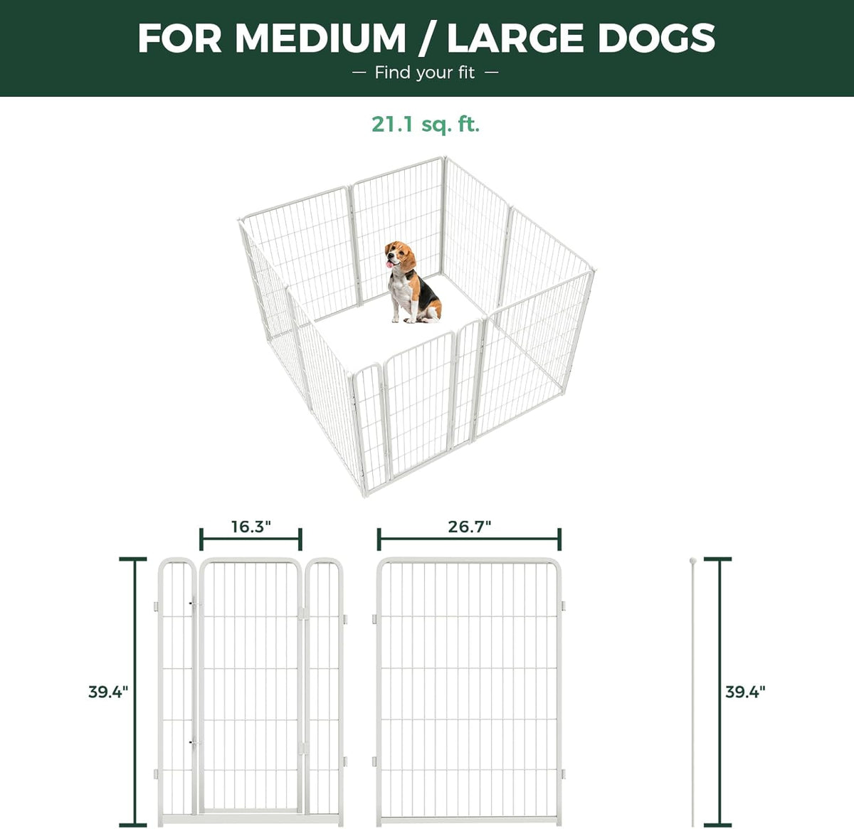 FXW Homeplus Unleashed Indoor Dog Playpen - Stress-Free and Safe Play, Heavy Duty 40 Inch 8 Wire