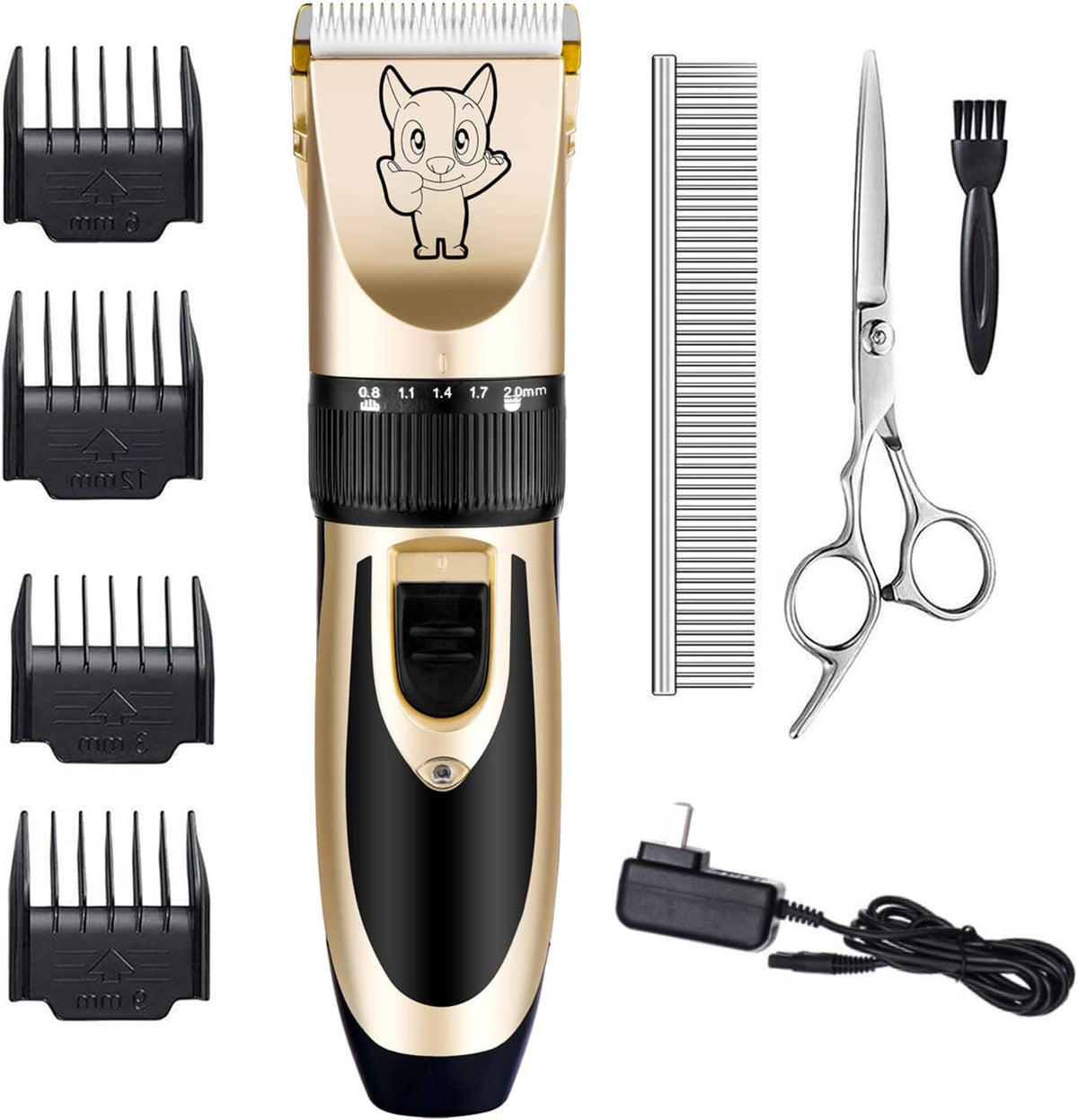 Dog Grooming Kit Clippers, Low Noise, Electric Quiet, Rechargeable, Cordless, Pet Hair Thick Coats