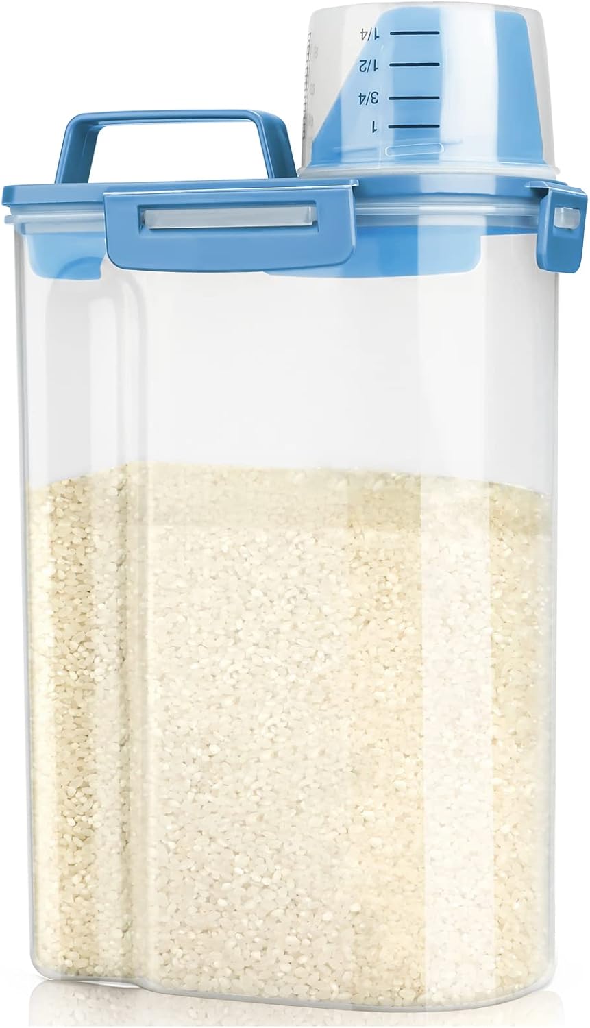 Rice Airtight Storage Container, 3 to 5Lbs Cereal Dry Food Flour Bin, Pet Dog Cat Food Dispenser