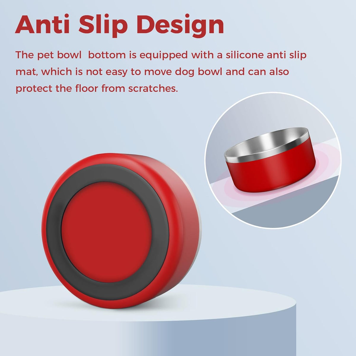 Dog Bowl, Stainless Steel Dog Food and Water Bowl with Non Slip Quiet Bottom, Easy to Clean