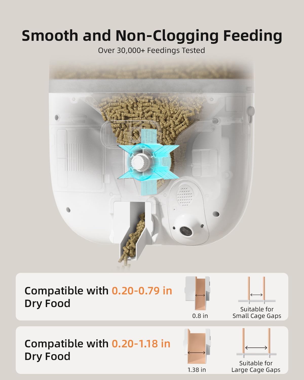 Hanging Rabbit Feeder, Programmable Automatic Pet Feeder with Dry Food Dispenser, Desiccant Bag and