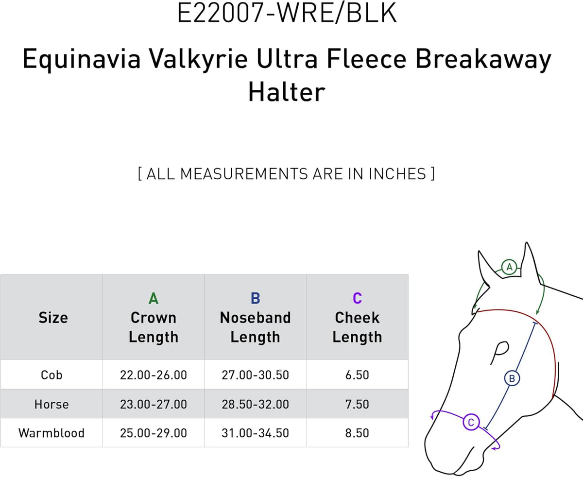 Equinavia Valkyrie Soft Ultra Fleece Padded Adjustable Breakaway Horse Halter - Wine Red/Black