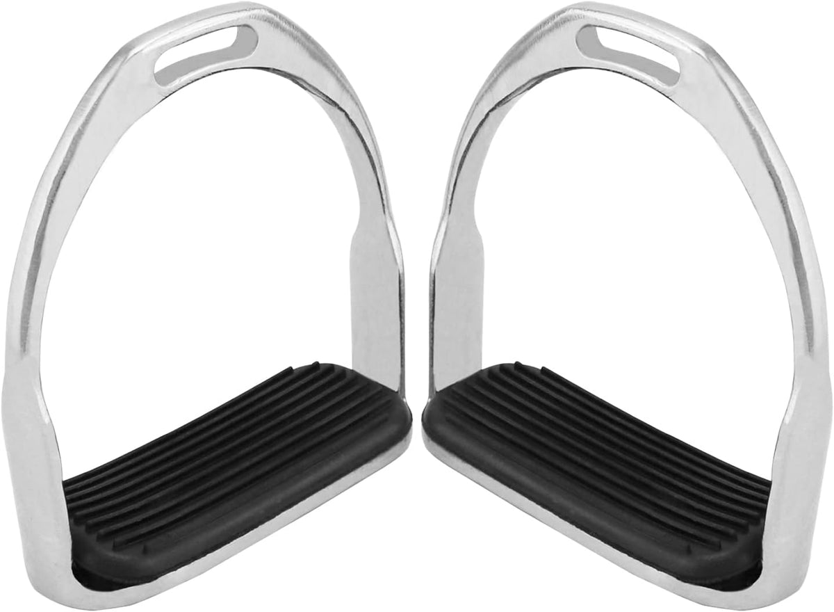 QWORK Horse Riding Stirrups, Hose Saddle, Safety Stirrup, Stainless Steel English Riding Protection