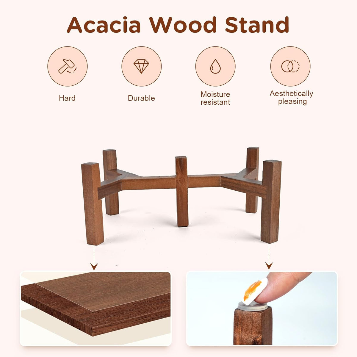 SPUNKYJUNKY Ceramic Dog Bowls Dog Bowl Set with Acacia Wood Stand Raised Dog Bowl Dog Food and